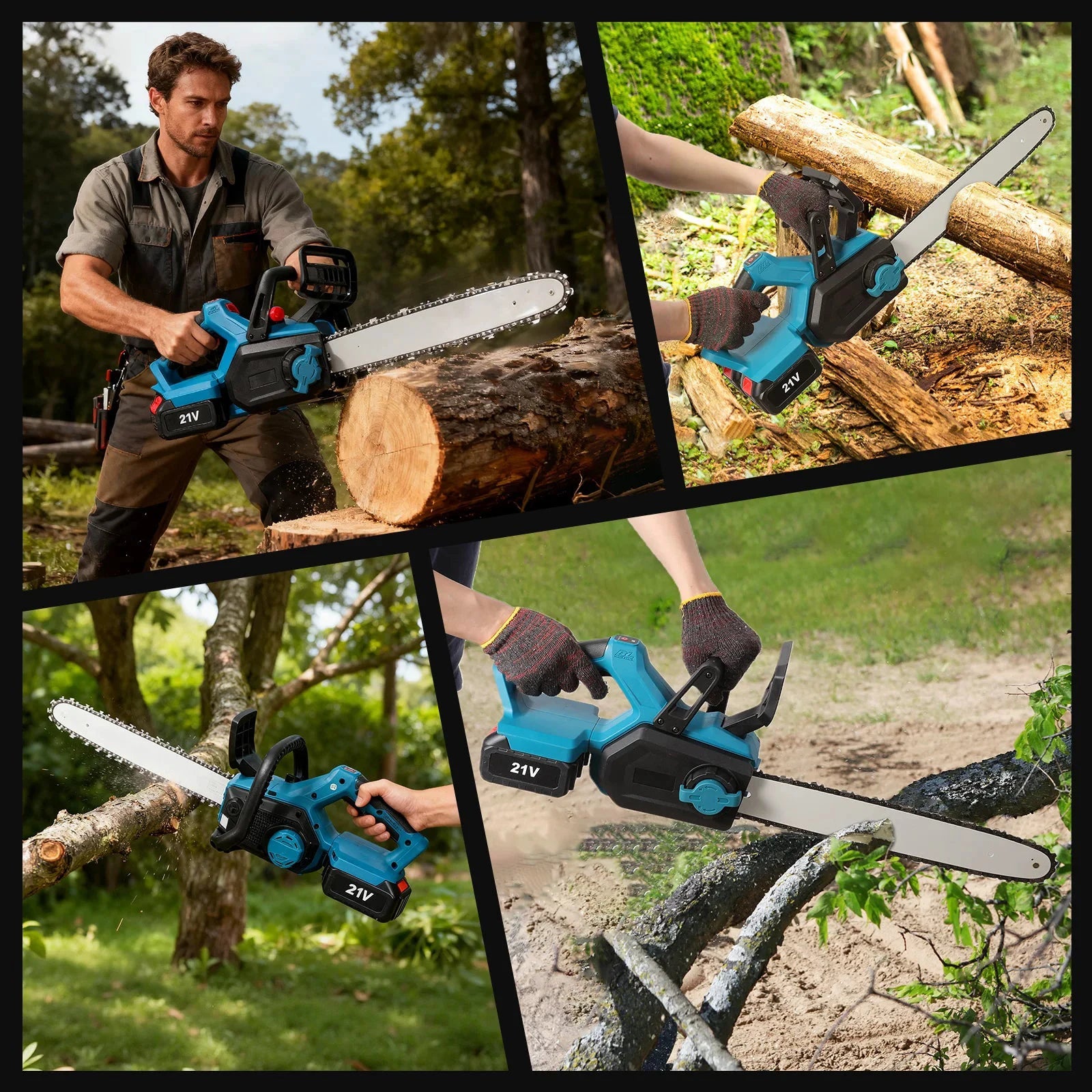 TKKEACEM Kettensäge Bürstenlos - 18V Akku 16 Zoll Führungsschiene 20 m pro Sekunde by Golden Bridge Store