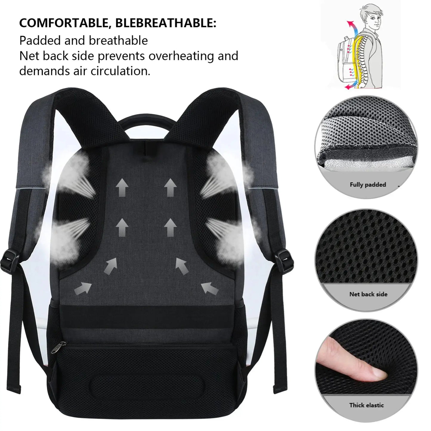 Große Kapazität Rucksack : Laptop Rucksack besitzt mehr als 20 unabhängige Taschen für viel Stauraum und können Powerbank, A4-Ak by Golden Bridge Store