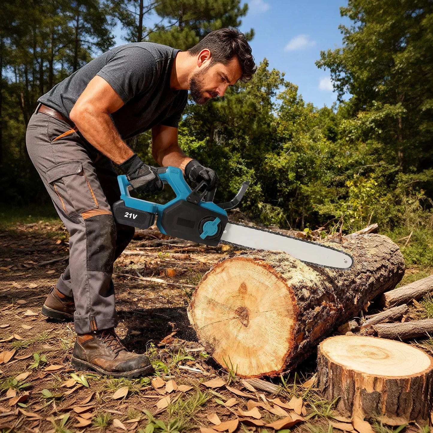 TKKEACEM Kettensäge Bürstenlos - 18V Akku 16 Zoll Führungsschiene 20 m pro Sekunde by Golden Bridge Store