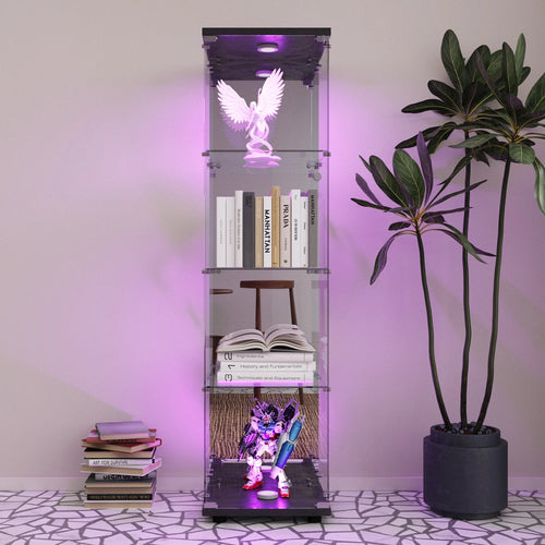 Comanlai Glastür-Vitrine LED-Beleuchtung 4-stufig Displayregal