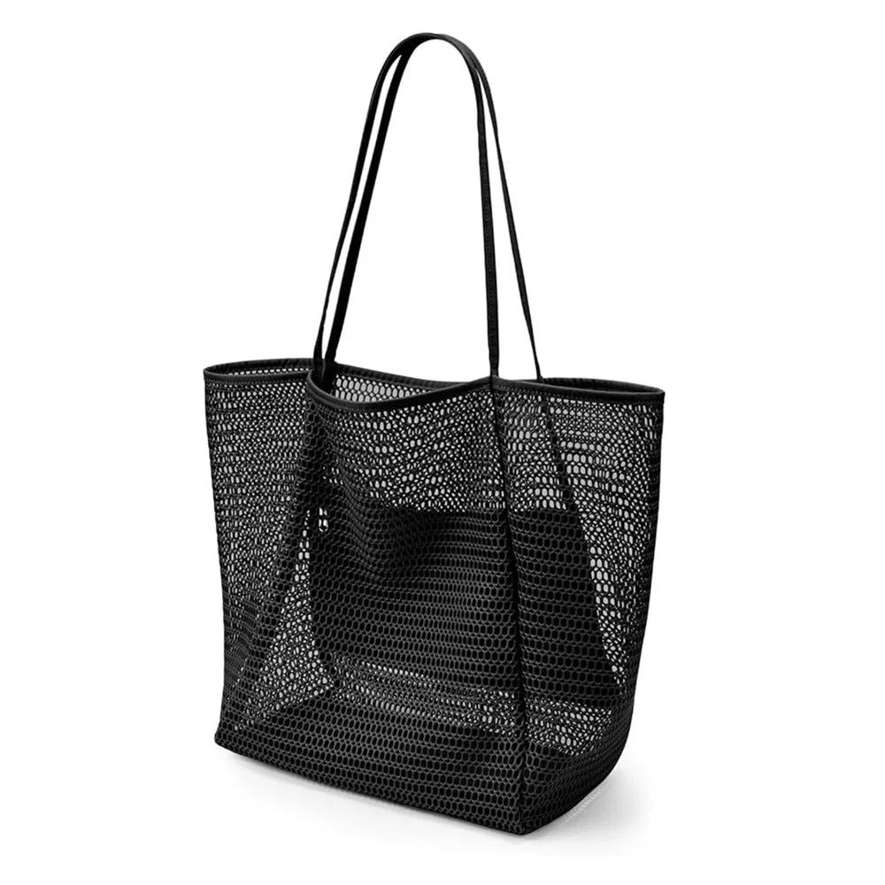 Beach Tote Bag Women Swimming Mesh Shoulder Bags Multifunction Large-Capacity Lightweigh Travel Storage Bag