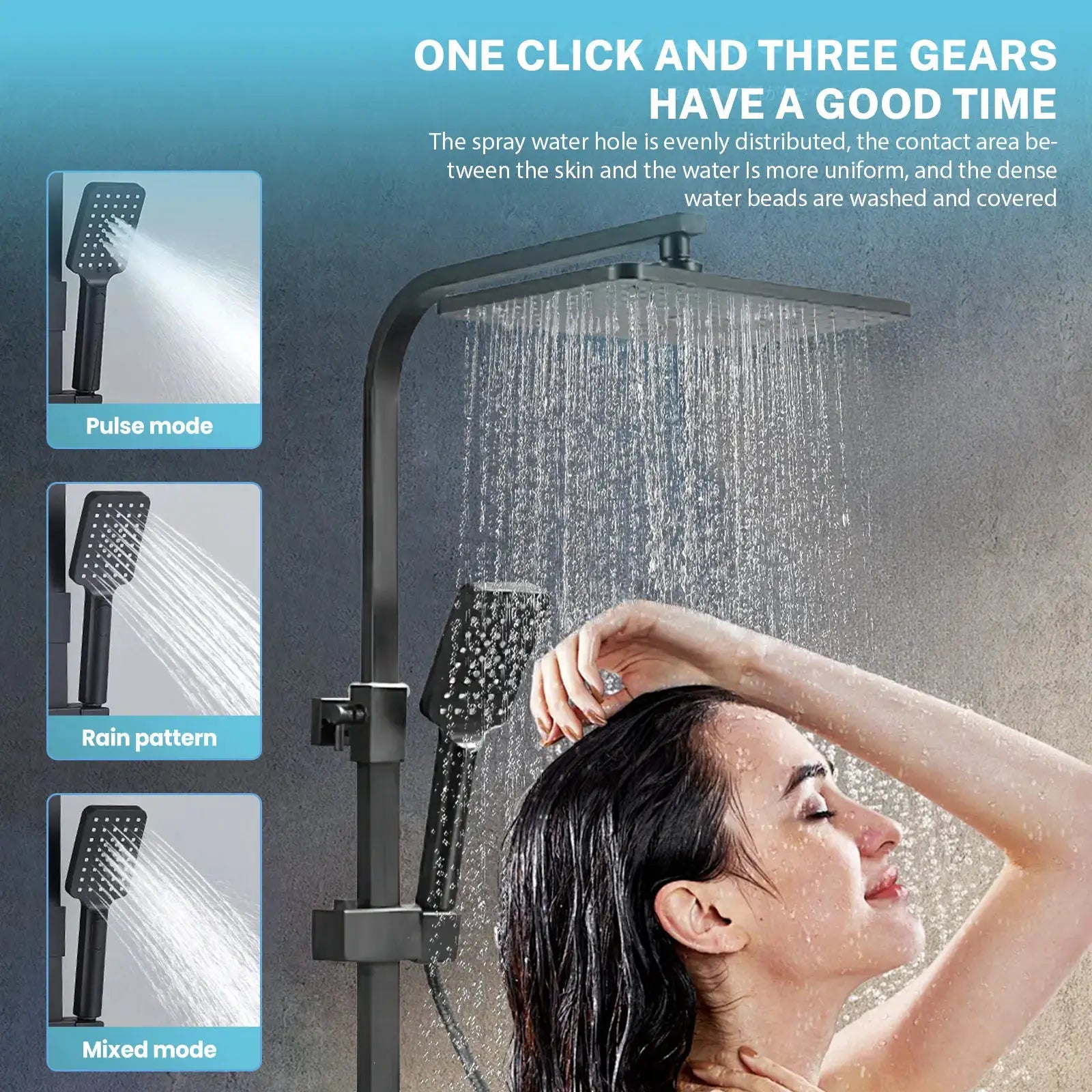 Regendusche-Badezimmerarmatur-Set mit Bidet, wandmontiert, Edelstahl, Warm- und Kaltwasser-Mischsystem mit Ablage, Wannenauslauf by Golden Bridge Store