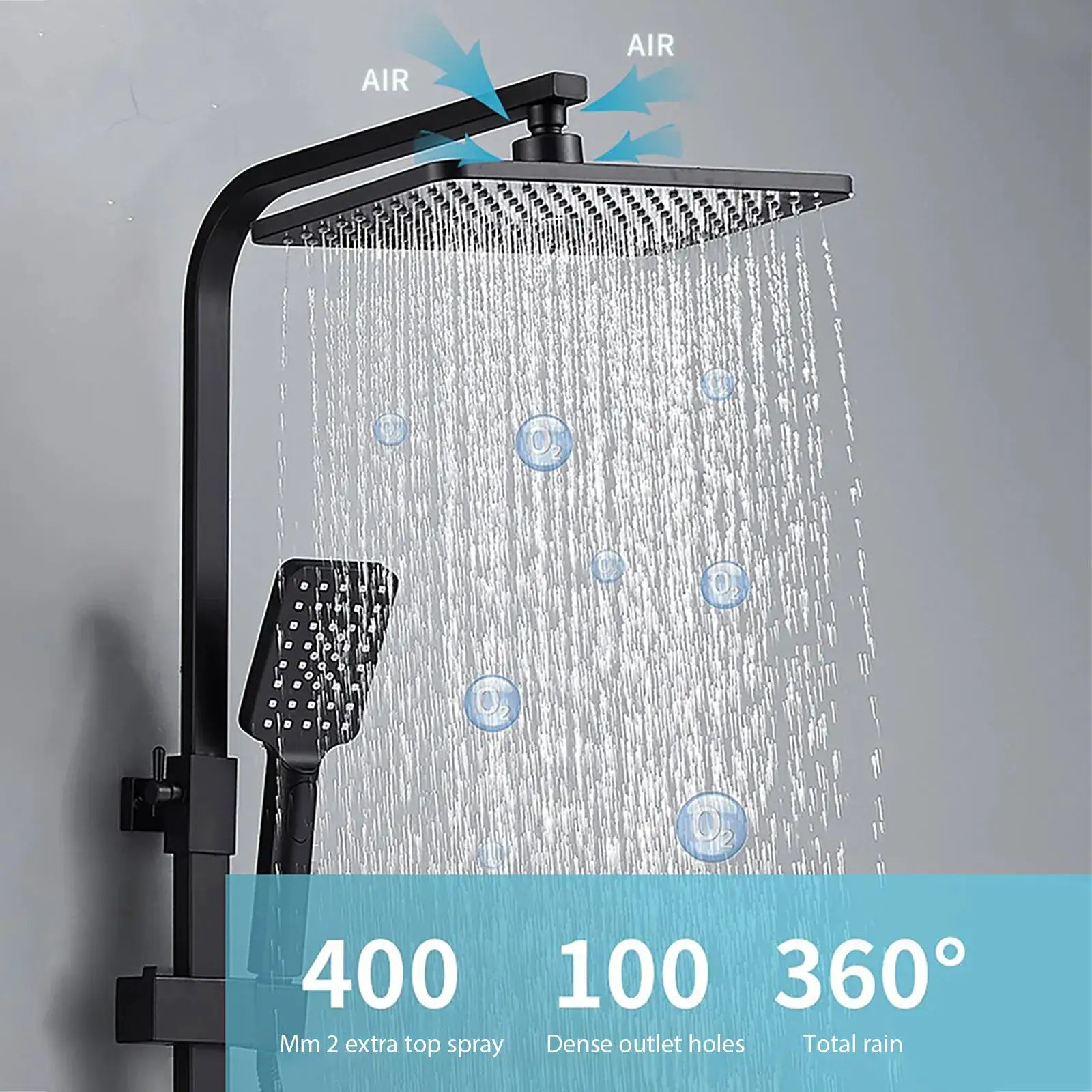 Regendusche-Badezimmerarmatur-Set mit Bidet, wandmontiert, Edelstahl, Warm- und Kaltwasser-Mischsystem mit Ablage, Wannenauslauf by Golden Bridge Store