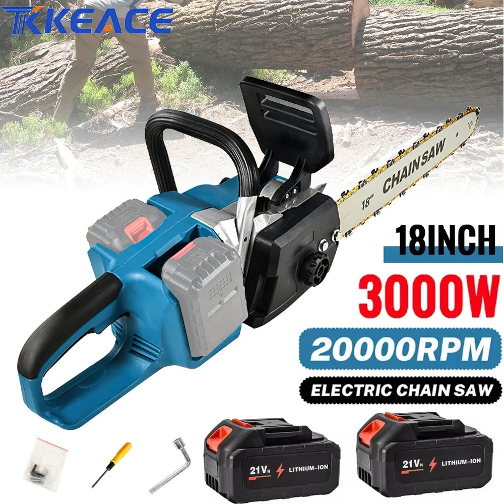 TKKEACE Akku-Kettensäge Bürstenlose - 3000W, 50 cm Schnitt, 18 Zoll by Golden Bridge Store