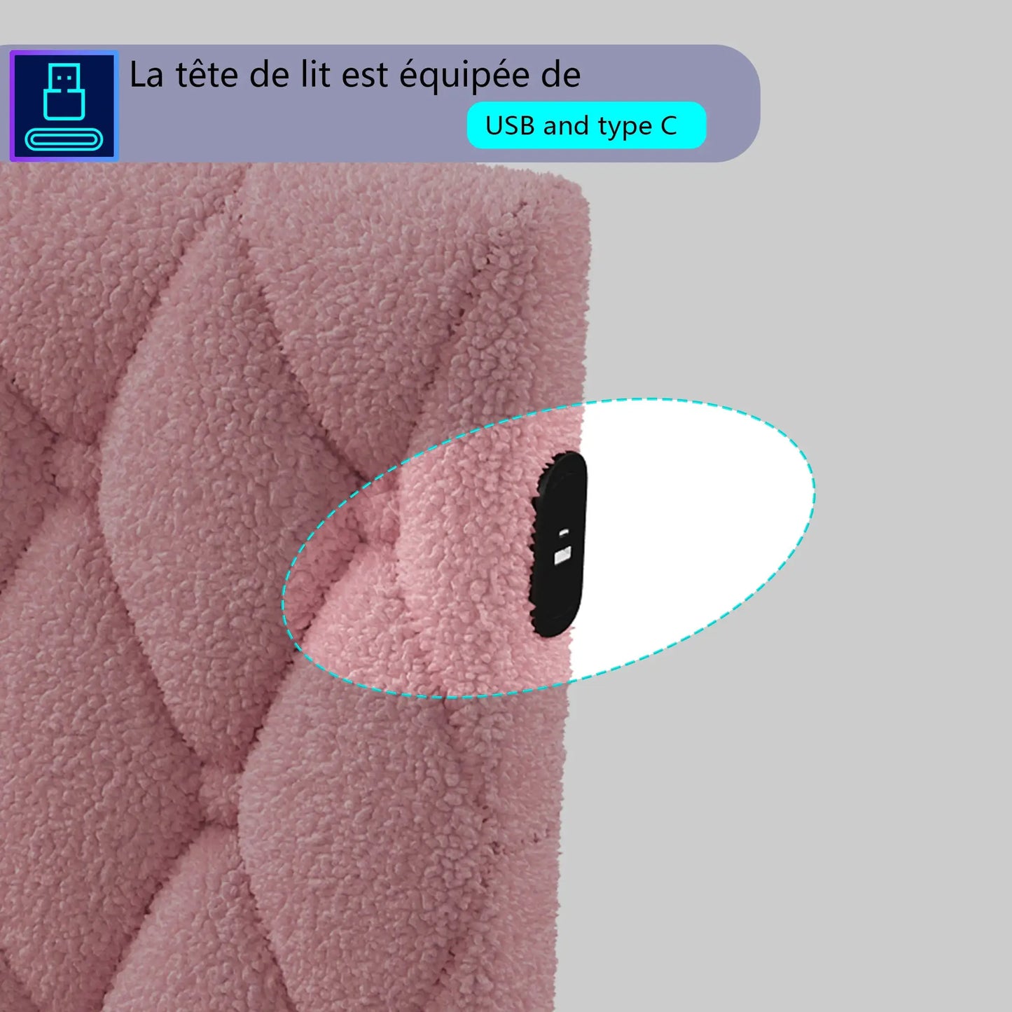 Tagesbett Gepolstert 140x200 cm Mit LED Licht In Rosa