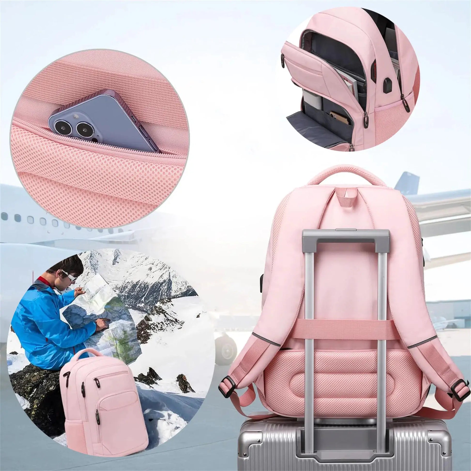 Große Kapazität Rucksack : Laptop Rucksack besitzt mehr als 20 unabhängige Taschen für viel Stauraum und können Powerbank, A4-Ak by Golden Bridge Store