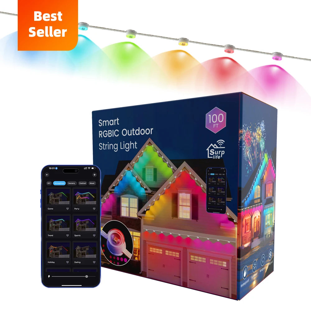 LuxFond RGBIC LED Lichterkette - 12 LED, 36V, IP68 Outdoor