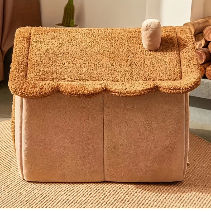 Foldable Pet Bed Removable Washable Cat House Puppy Cave Sofa Pet Bed House Suitable for Small and Medium-sized Cats
