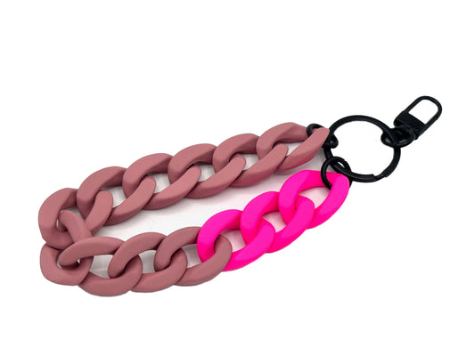 Schlüsselanhänger mit Karabiner "RUBBER EDITION" Altrosa/Neon Pink