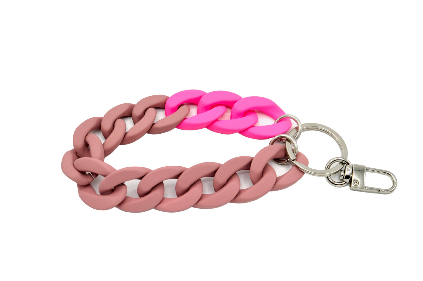 Schlüsselanhänger mit Karabiner "RUBBER EDITION" Altrosa/Neon Pink