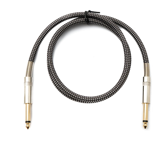 SYSTEM-S Audio Kabel 100 cm 6.35 mm Klinke Stecker zu Stecker Nylon geflochten Knickschutz AUX