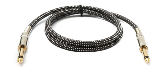 SYSTEM-S Audio Kabel 100 cm 6.35 mm Klinke Stecker zu Stecker Nylon geflochten Knickschutz AUX