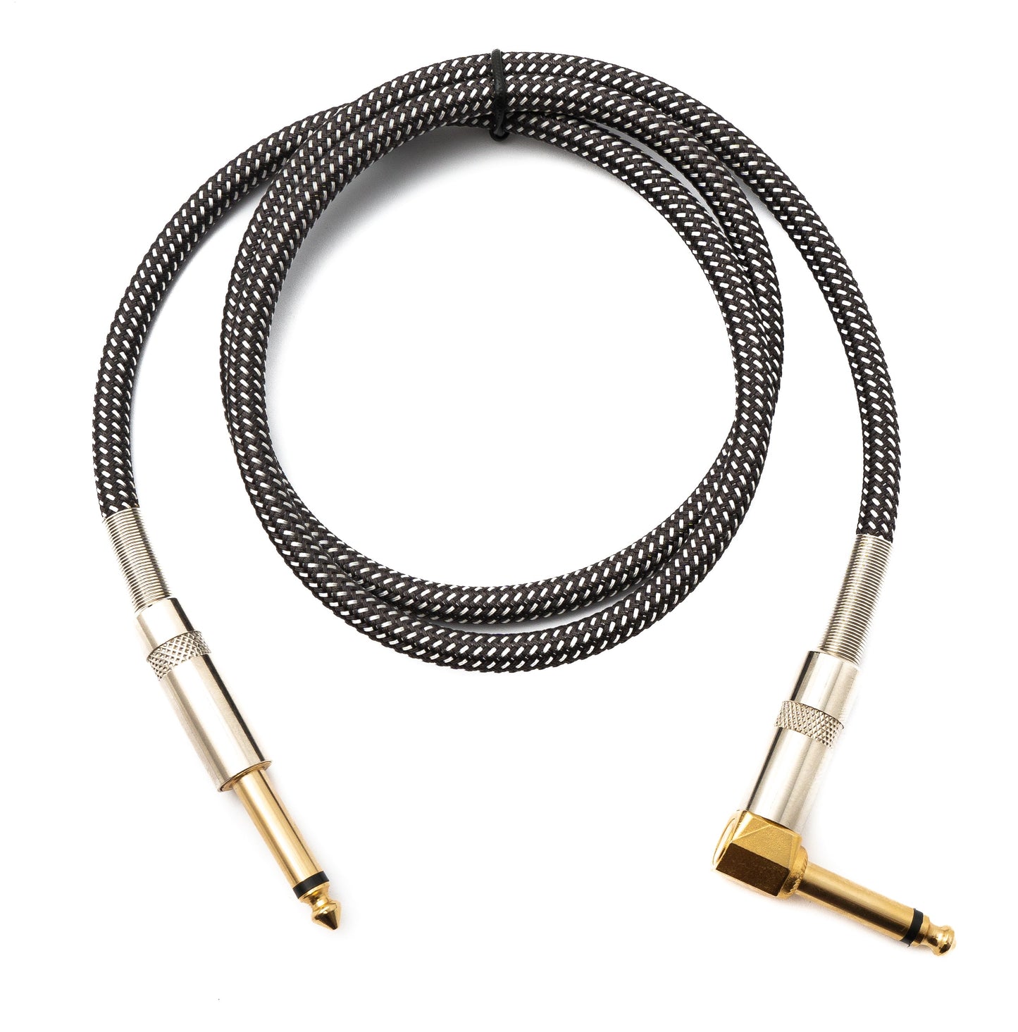 SYSTEM-S Audio Kabel 100 cm 6.35 mm Klinke Stecker zu Stecker Winkel Nylon geflochten Knickschutz AUX