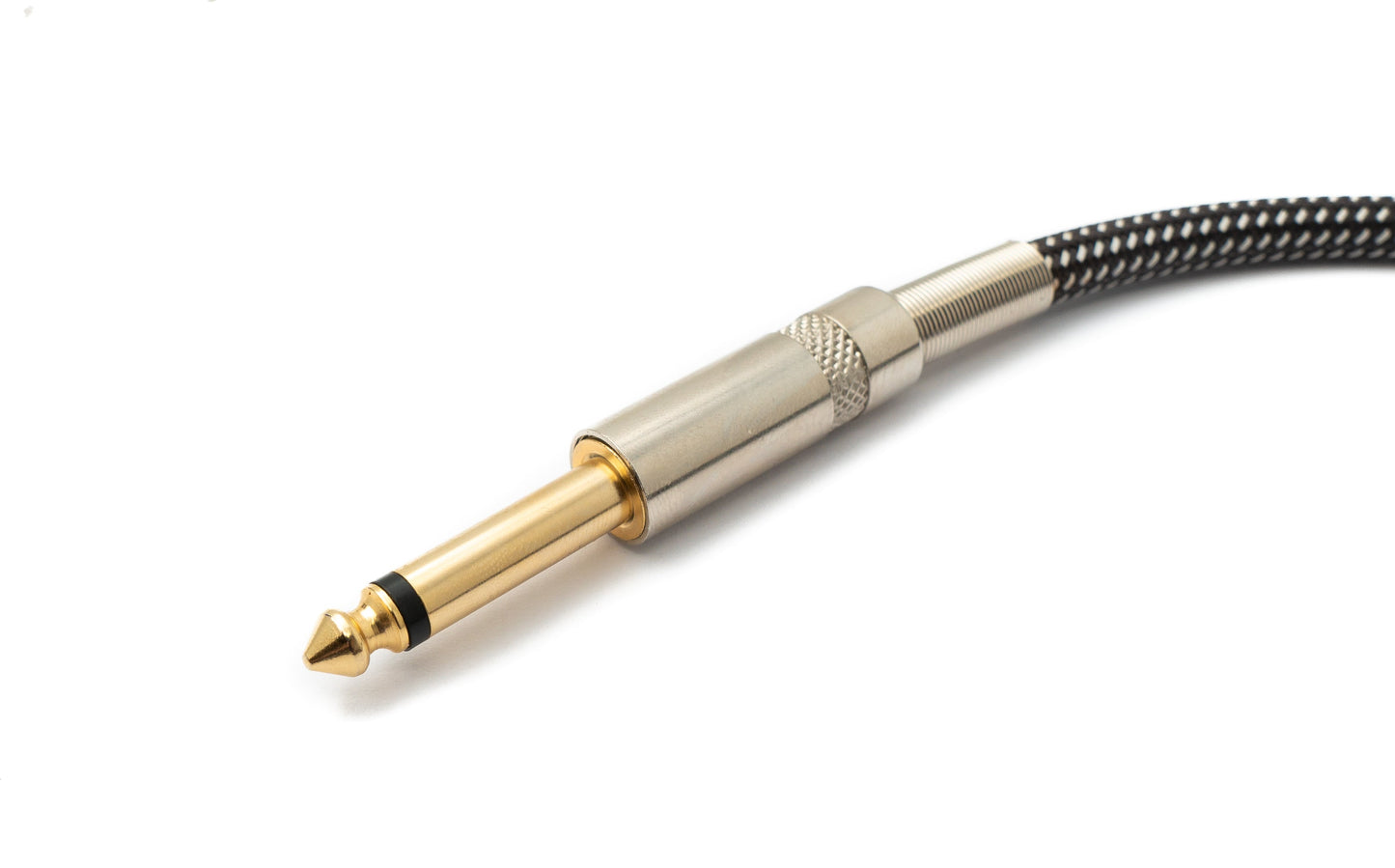 SYSTEM-S Audio Kabel 100 cm 6.35 mm Klinke Stecker zu Stecker Winkel Nylon geflochten Knickschutz AUX