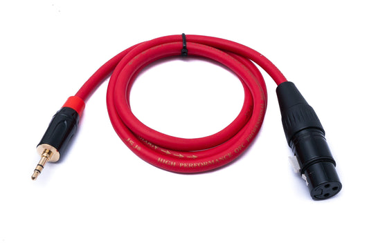 SYSTEM-S Audio Kabel 100 cm 3.5 mm Klinke Stecker zu XLR Buchse in Rot
