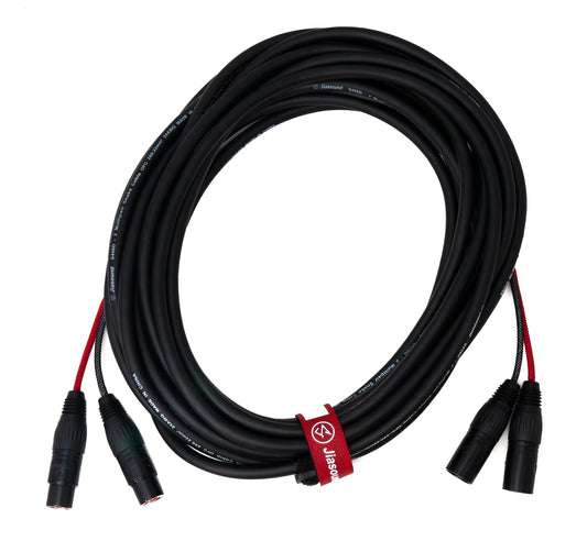 SYSTEM-S Audio Kabel 10 m XLR 3 polig 2x Stecker zu 2x Buchse AUX in Schwarz