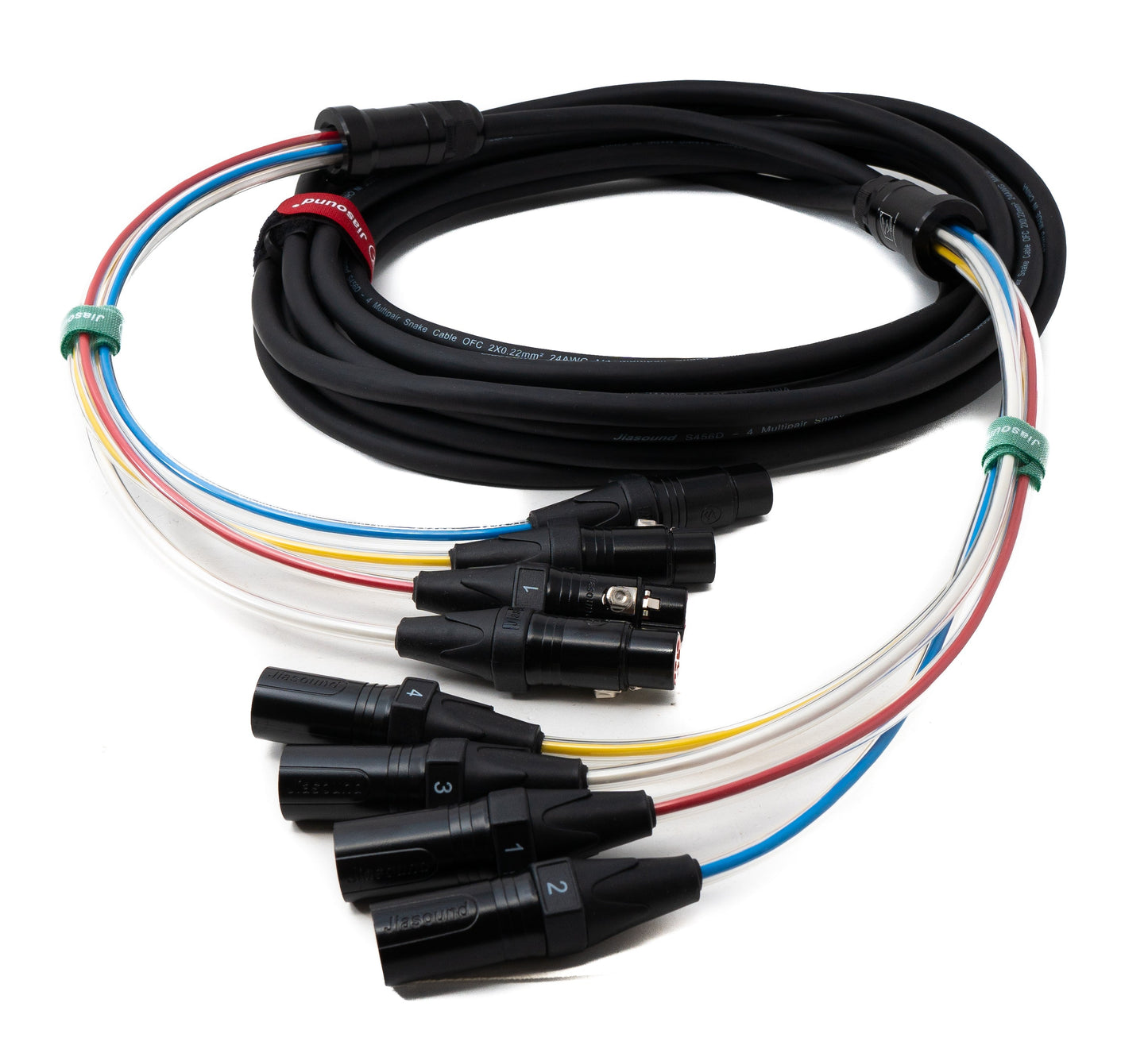 SYSTEM-S Audio Kabel 10 m XLR 3 polig 4x Stecker zu 4x Buchse AUX in Schwarz