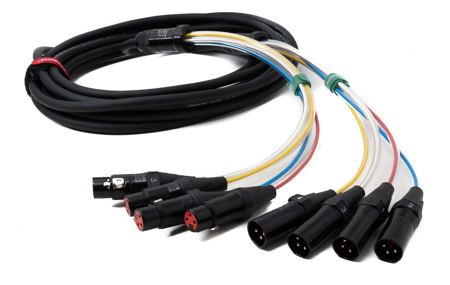 SYSTEM-S Audio Kabel 10 m XLR 3 polig 4x Stecker zu 4x Buchse AUX in Schwarz