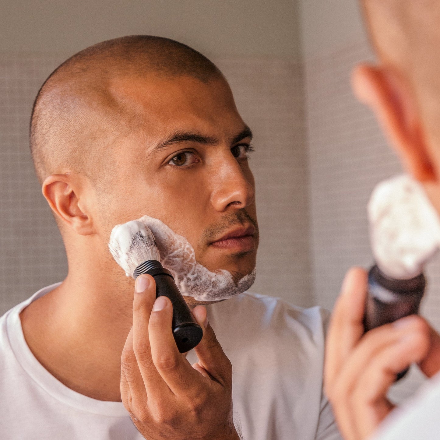 Rasierpinsel Aluminium schwarz