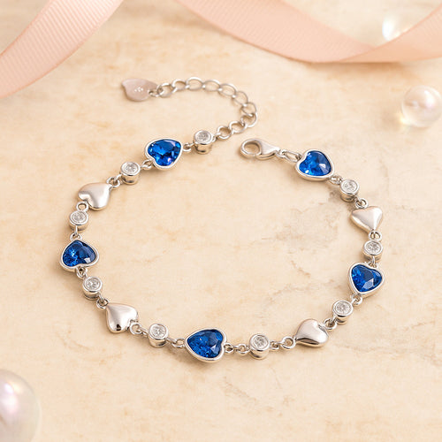 Sterling Silber Armband Blaues Herz - Material 925 Silber Länge 20 cm