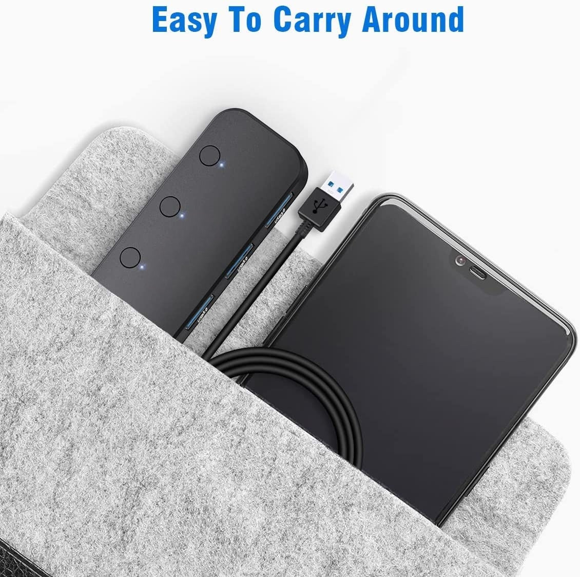 DREIKS 4-Port USB Hub Mit LED Und Unabhängige Einzelschalter - USB 3.0 Bis Zu 5 Gbps Schlankes Design