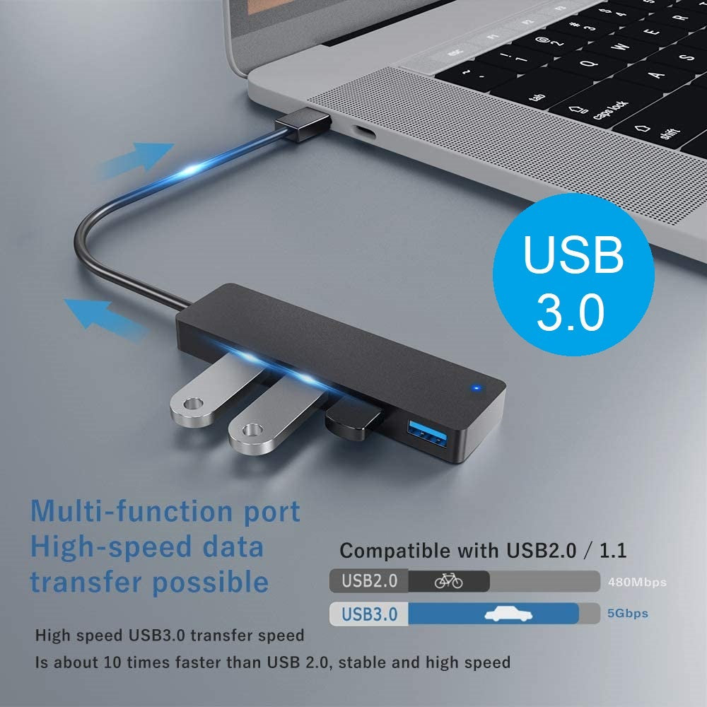 4-Port USB Hub Datenhub Verteiler Dockingstation USB 3.0 LED MacBook Laptops