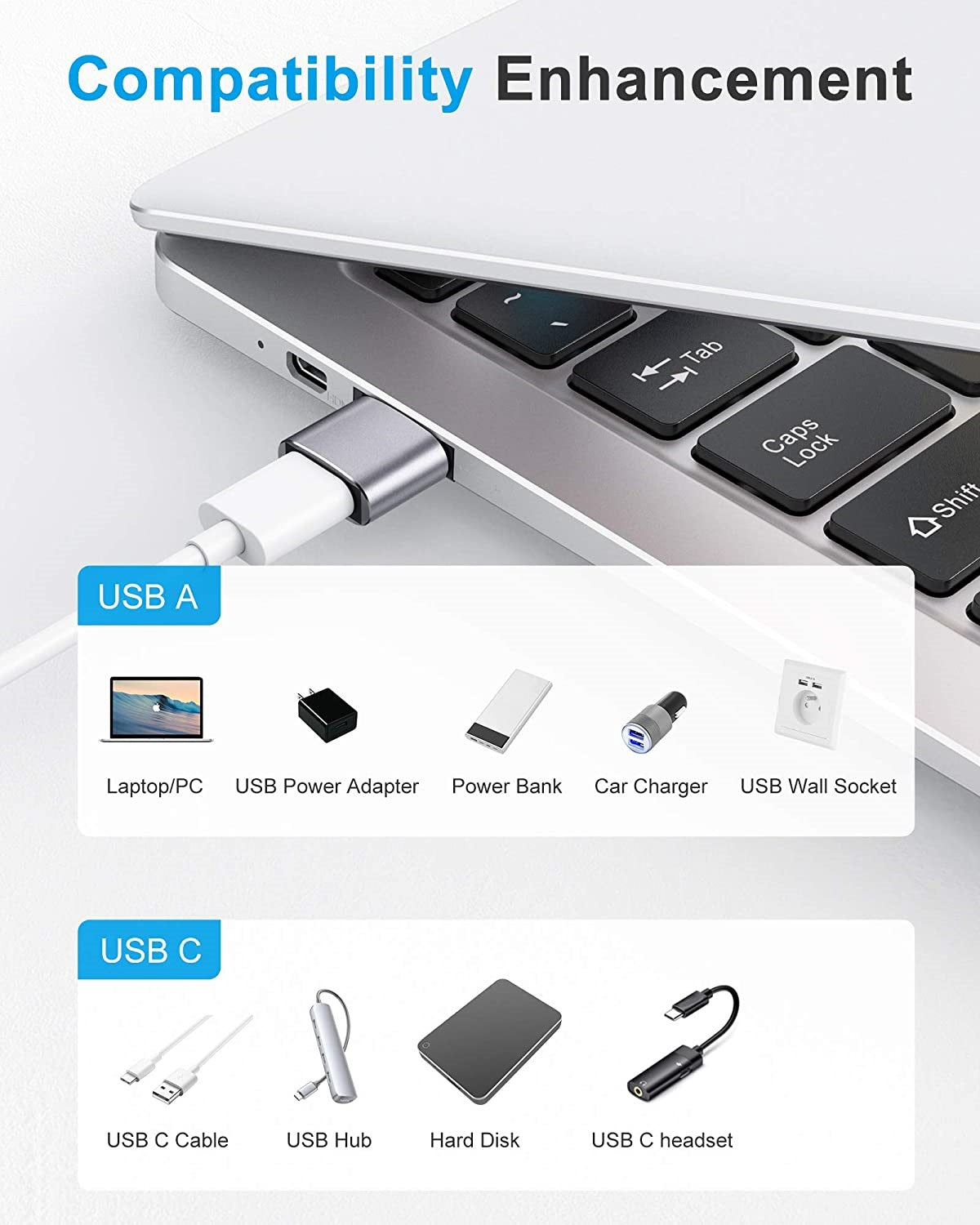 DREIKS USB A zu USB C OTG Adapter - USB 3.0 Geschwindigkeit, Kompaktes Design, OTG-Unterstützung