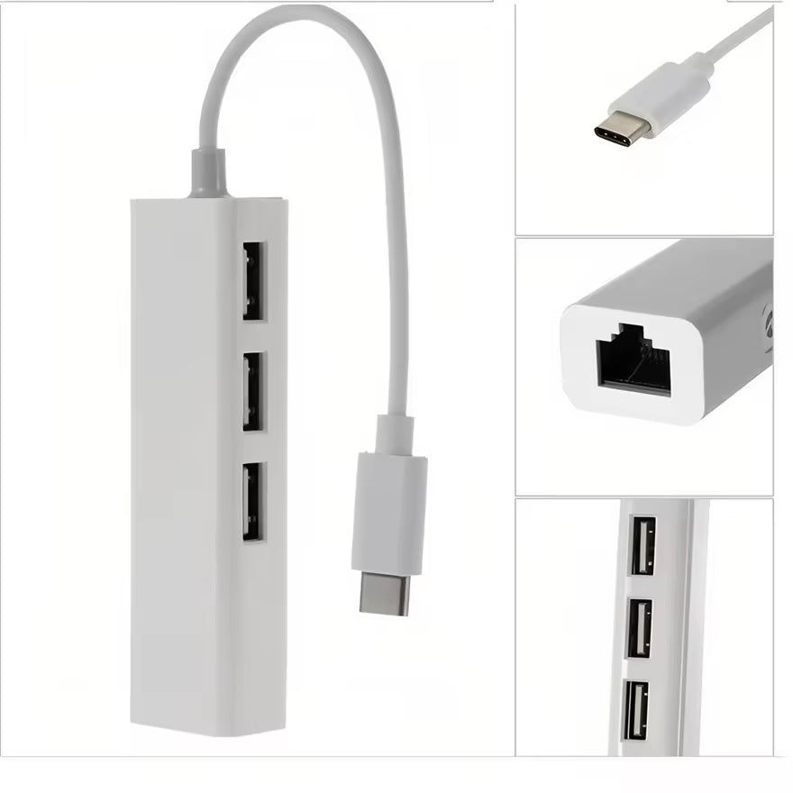 Hub USB-C DREIKS - port Ethernet RJ45, 3x USB-A 2.0, 10/100 Mbps