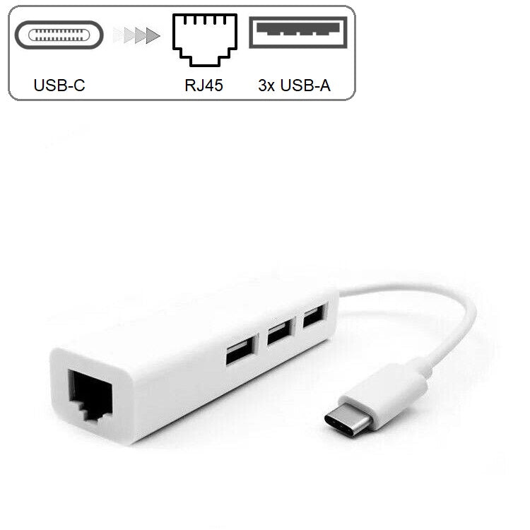 Hub USB-C DREIKS - port Ethernet RJ45, 3x USB-A 2.0, 10/100 Mbps