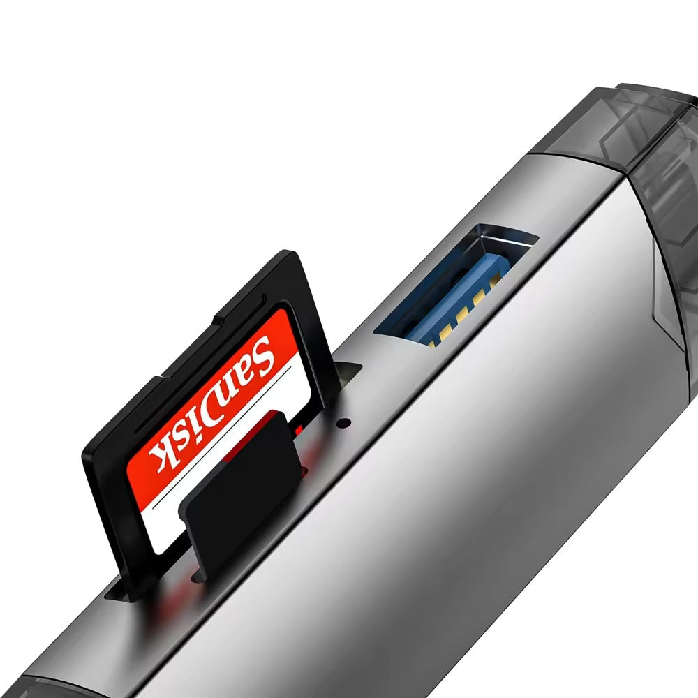 Cititor de carduri OTG 6 în 1 DREIKS - Capacitate de până la 128 GB, Dimensiuni 88x24x11 mm, Alimentat prin magistrală USB