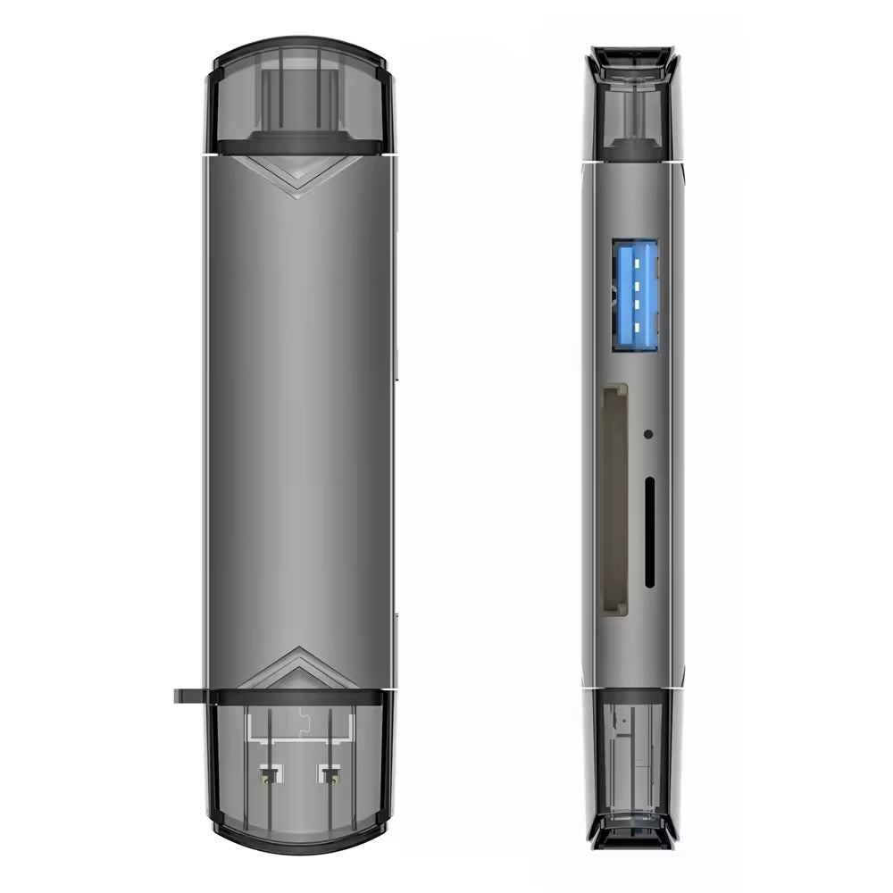 Cititor de carduri OTG 6 în 1 DREIKS - Capacitate de până la 128 GB, Dimensiuni 88x24x11 mm, Alimentat prin magistrală USB