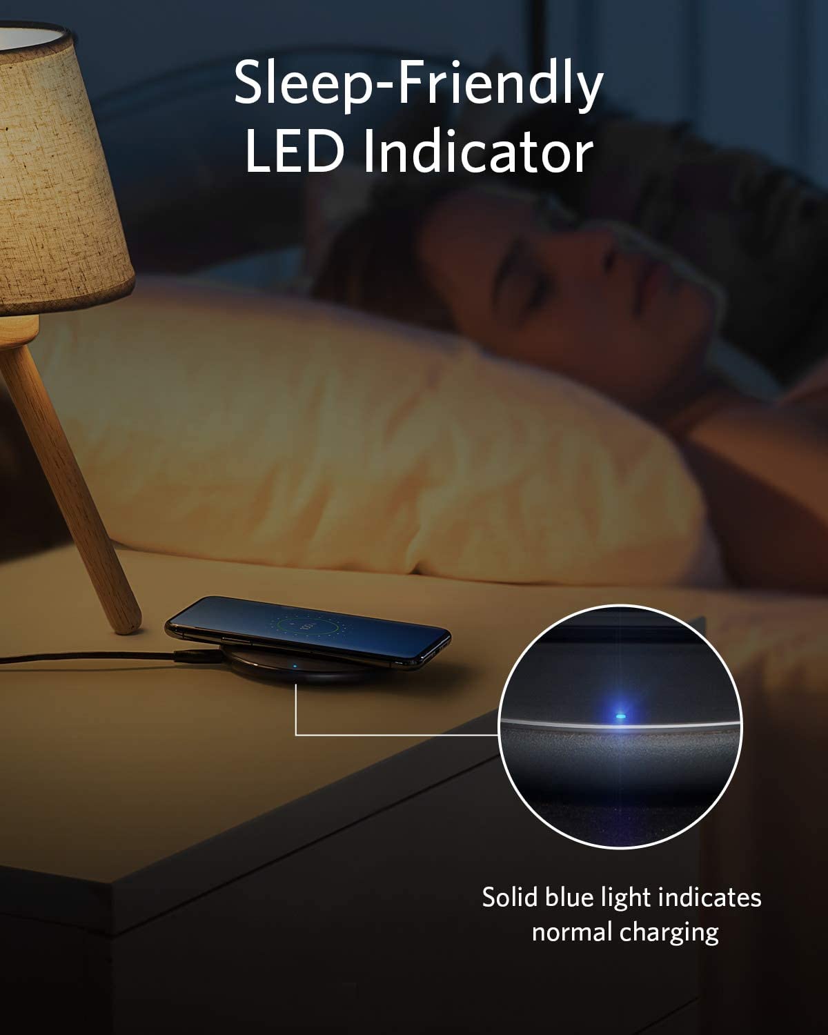 DREIKS Ladestation Qi 15W Schnellladen - LED Anzeige, Hüllenfreundlich Bis 5 mm, Induktiv