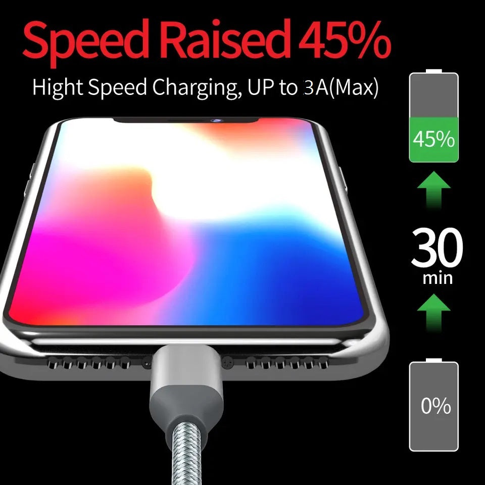Ladekabel für iPhone USB-A auf 8-Pin Nylon Datenkabel 3A USB 2.0 Handy