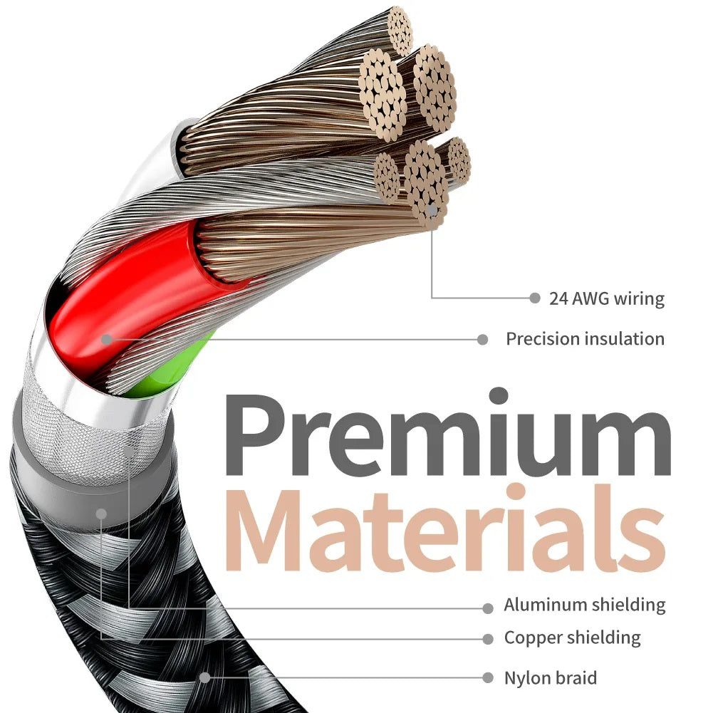 Ladekabel für iPhone USB-A auf 8-Pin Nylon Datenkabel 3A USB 2.0 Handy