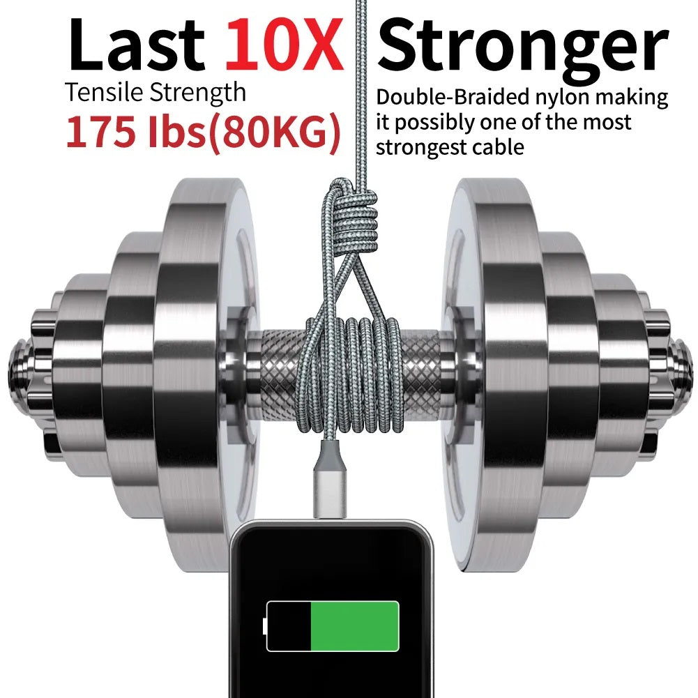 Ladekabel für iPhone USB-A auf 8-Pin Nylon Datenkabel 3A USB 2.0 Handy