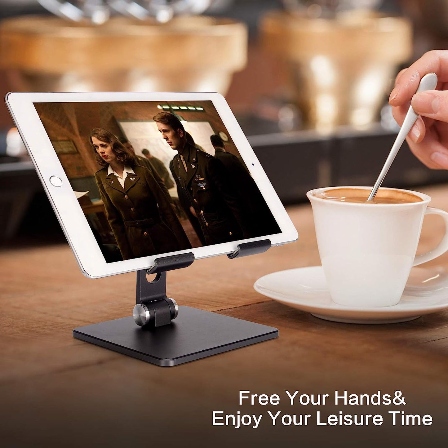 Suport tabletă, aluminiu, stabil, acceptă tablete de până la 15 inci