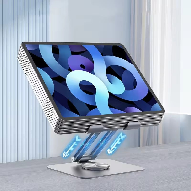 Suport pentru tabletă, rotație 360°, aluminiu, acceptă tablete de până la 12 inci