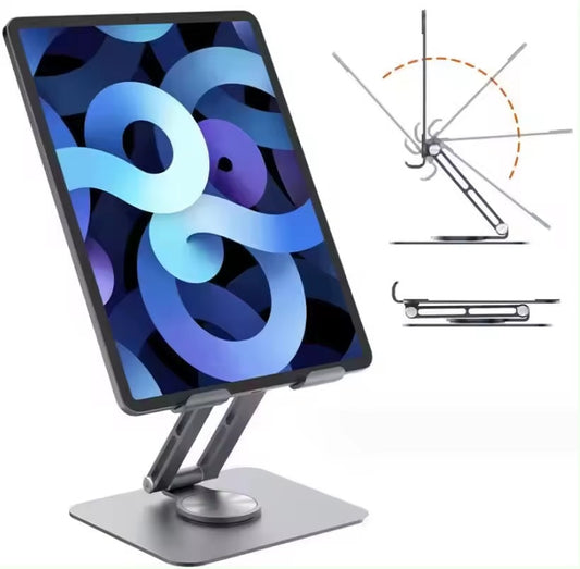 Suport pentru tabletă, rotație 360°, aluminiu, acceptă tablete de până la 12 inci