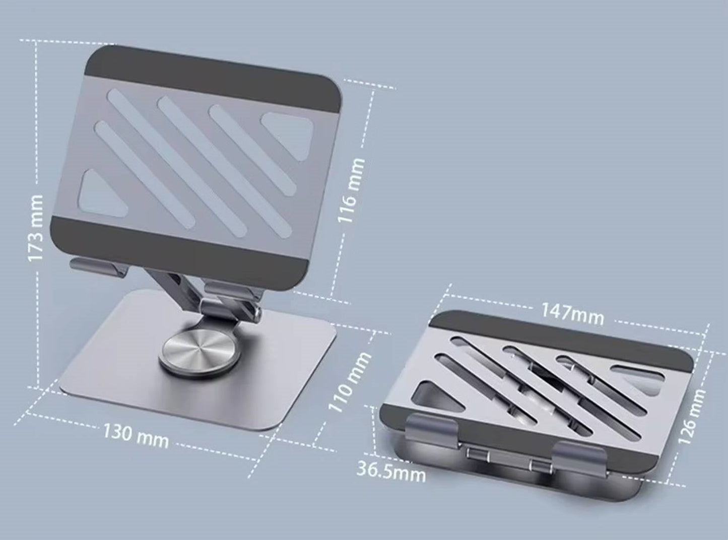 Suport pentru tabletă, rotație 360°, aluminiu, acceptă tablete de până la 12 inci