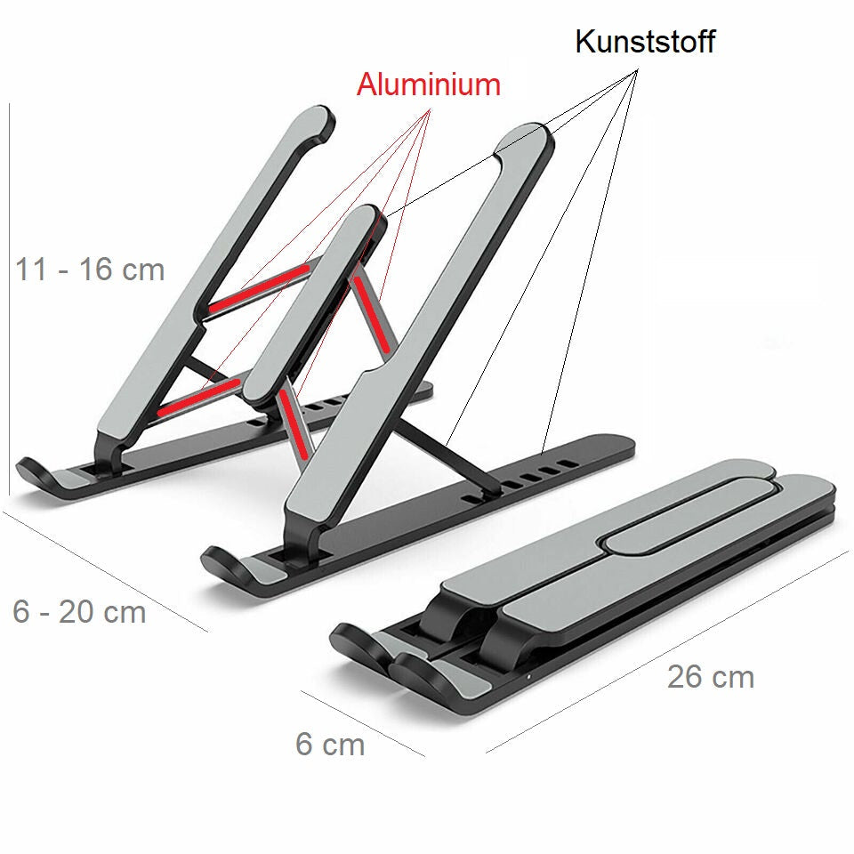 Laptop Ständer Tablet Ständer Notebook Ständer Stand Halter Kunststoff+Aluminium