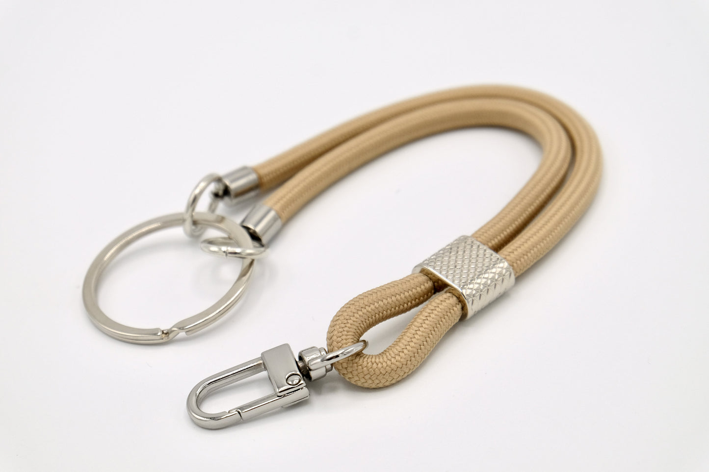 Schlüsselanhänger mit Karabiner Beige
