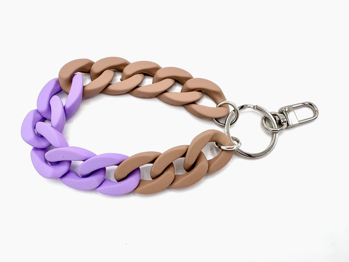 Schlüsselanhänger mit Karabiner "RUBBER EDITION" Beige/Lila