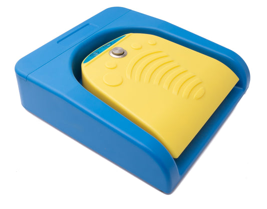 Bluetooth Fußpedal Fusschalter kabellos mit extra Taste USB Typ C für PC Hotkeys Blau Gelb