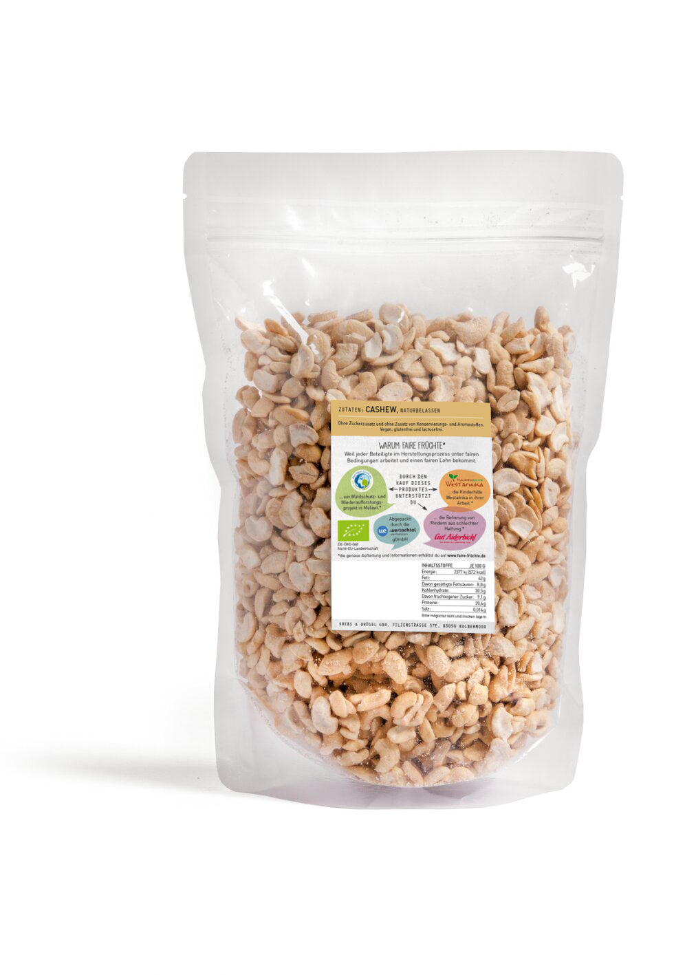 Faire Früchte Bio Cashewhälften Premium Snack - Kapazität 1 kg, Leistung Hoch, Größe Klein
