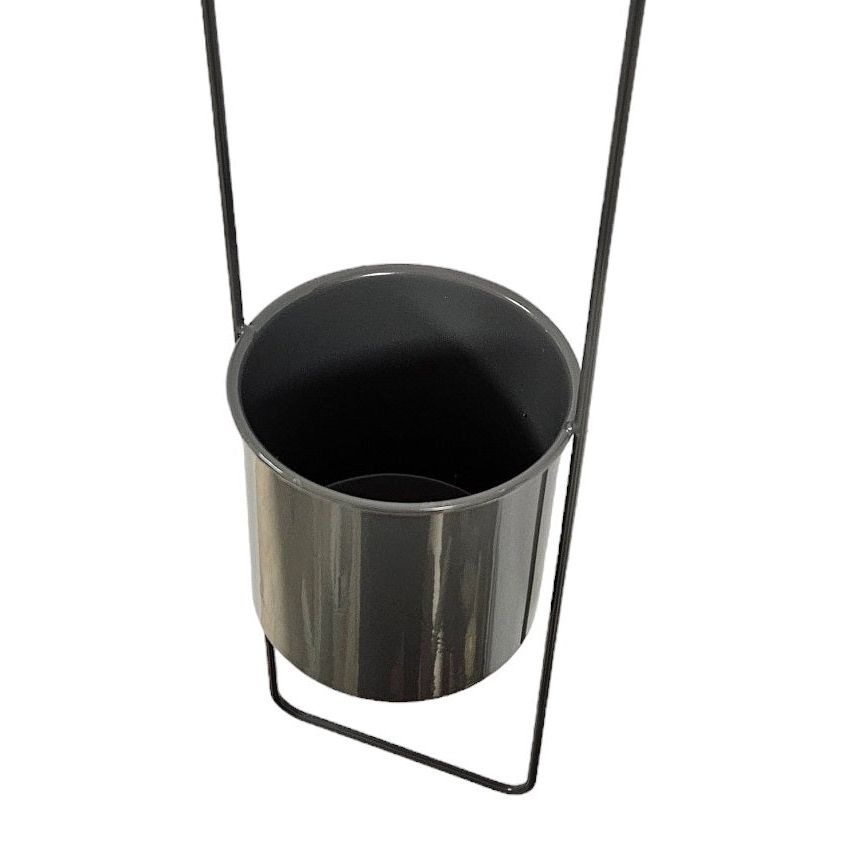 Blumenampel Metall Grau - Höhe 90 cm, Topf Durchmesser 12 cm, Gewicht 500 g