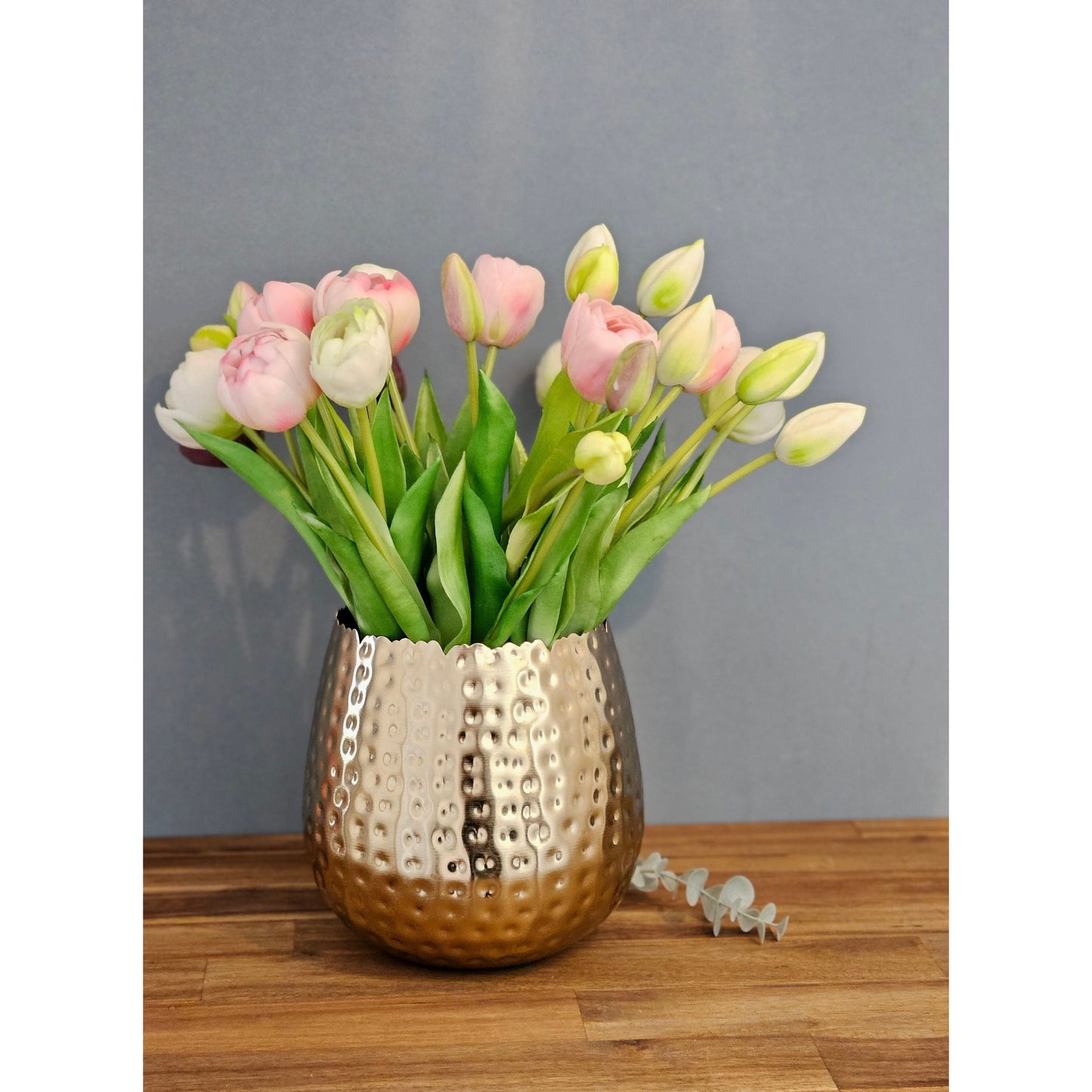 Blumentopf Hammerschlag Gold - Größe 18x18 cm Metall