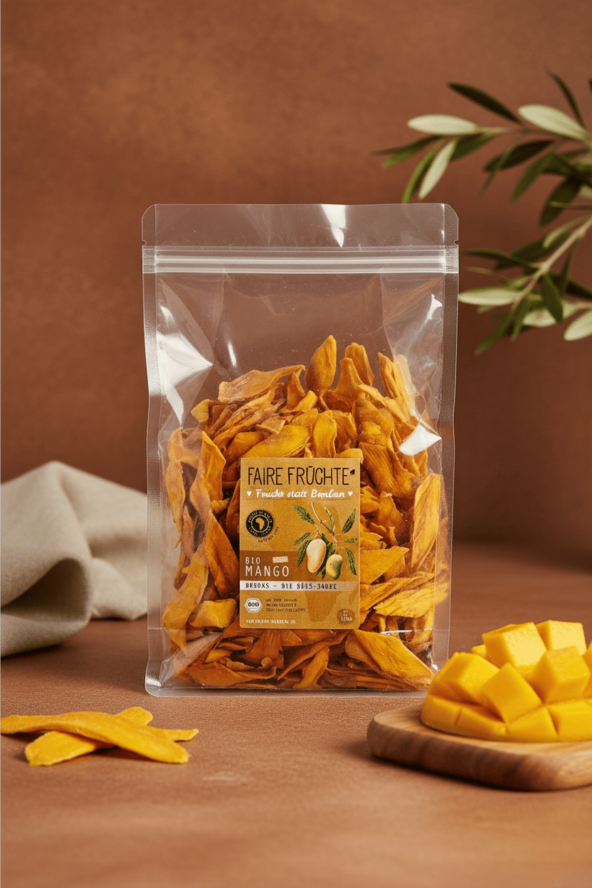 Fâșii de mango dulce-acrișor Brooks Organic - Capacitate 1 kg, Pungă compactă, Fără aditivi artificiali