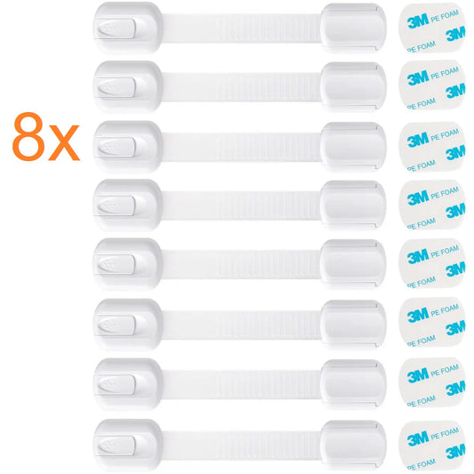 Încuietoare de siguranță pentru copii DREIKS - Protecție eficientă pentru dulapuri și sertare, Capacitate 8 bucăți, Instalare fără găurire