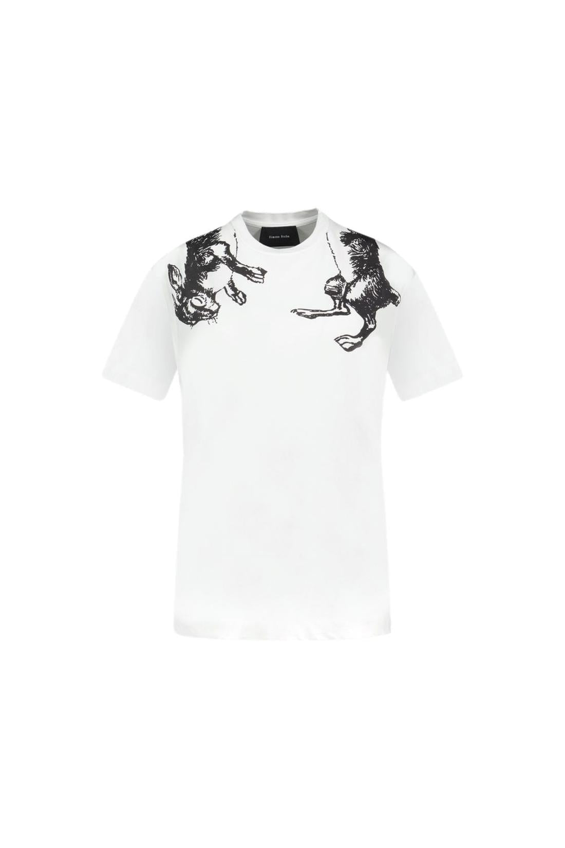 Hare Illustration T-Shirt - Simone Rocha - Baumwolle - Weiß