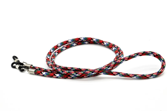Brillenband 3,8mm Camouflage Rot Blau
